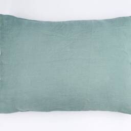 Blue Linen Pillowcase Farmhouse Bedding, Soft Pillow Cover - thumbnail 2