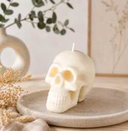 Large Skull Gothic Home Decor Fragranced Soy Wax Sculpture Candle - thumbnail 1