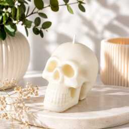 Large Skull Gothic Home Decor Fragranced Soy Wax Sculpture Candle - thumbnail 2