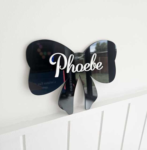 Custom Girls Name Bedroom Door Sign Plaque/Bow - image 1