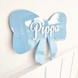 Custom Girls Name Bedroom Door Sign Plaque/Bow - thumbnail 2