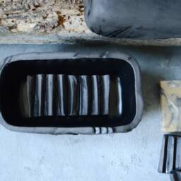 Black Draining Soap Dish, Handmade Pottery Tray With Drain For Wabi Sabi Bathroom, Matte Japanese Ceramics Bar - thumbnail 3