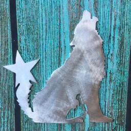 Wolf Christmas Tree Topper, Holiday Decoration, Wreath Christmas, Aluminum, Rustic, Southwestern, Handcrafted - thumbnail 3