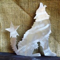 Wolf Christmas Tree Topper, Holiday Decoration, Wreath Christmas, Aluminum, Rustic, Southwestern, Handcrafted - thumbnail 4
