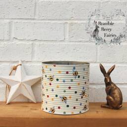 Emma Bridgewater Polka Dot Bees Decoupage Large Or Small Sizes Recycled Tins - Make Great Plant Pots Utensils Holders - thumbnail 2
