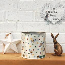 Emma Bridgewater Polka Dot Bees Decoupage Large Or Small Sizes Recycled Tins - Make Great Plant Pots Utensils Holders - thumbnail 3