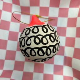 Colourful Hand Painted Ceramic Christmas Baubles Set Of 6 - thumbnail 3