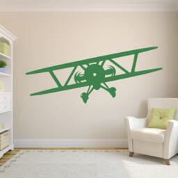 Wall Decal Biplane - Airplane Removable Vinyl Graphic For Boys Bedroom, Children Nursery Decor Gift - thumbnail 2