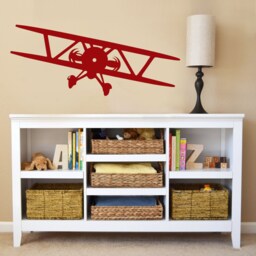 Wall Decal Biplane - Airplane Removable Vinyl Graphic For Boys Bedroom, Children Nursery Decor Gift - thumbnail 3