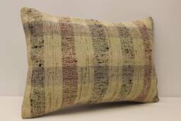 Vintage Turkish Kilim Pillow Cover, 16x24 Wool Lumbar Cushion