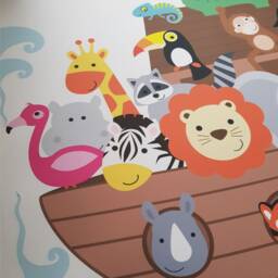 Noah's Ark Fabric Wall Stickers Jungle Animals, Rainbow Nursery Decor - thumbnail 2