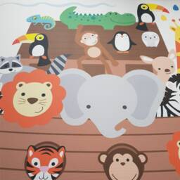 Noah's Ark Fabric Wall Stickers Jungle Animals, Rainbow Nursery Decor - thumbnail 3