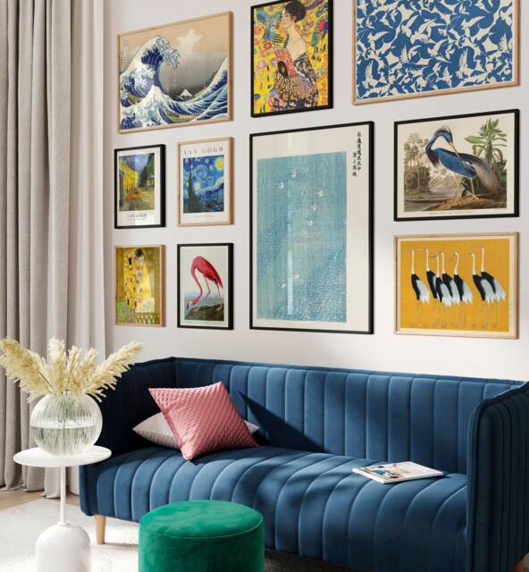 Eclectic Gallery Wall, Set Of 10 Prints, Japanese Poster, Van Gogh Starry Night, Klimt, Vintage Home Decor, Printable Set, Digital Download - image 1