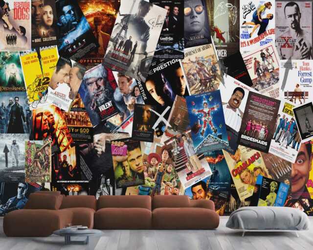 Movie Poster Collage Wallpaper Mural - Peel & Stick Wall Decal - image 1