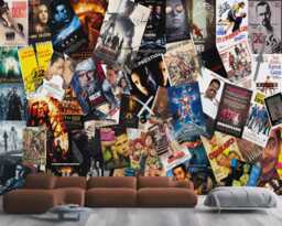 Movie Poster Collage Wallpaper Mural - Peel & Stick Wall Decal - thumbnail 1