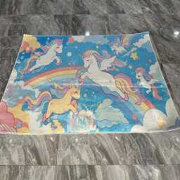Pastel Unicorn Rainbow Sky Rug - Kawaii Kids Room Floor Mat - thumbnail 4