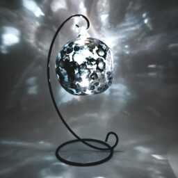 Hand Painted Abstract Glass Candle Holder Silver & Black Tealight - thumbnail 4