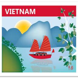 Vietnam Skyline Art Print, Halong Bay Retro Travel Art, Vietnamese Decor, Loose Petals City - Style E8-O-Vie - thumbnail 3