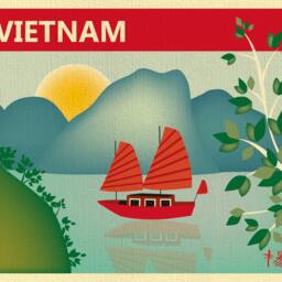 Vietnam Skyline Art Print, Halong Bay Retro Travel Art, Vietnamese Decor, Loose Petals City - Style E8-O-Vie - thumbnail 2