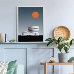 Modernist Gallery Art Print Set - Modern Architecture Graphic Illustration Frank Lloyd Wright, Mies Van Der Rohe, Le Corbusier - thumbnail 3