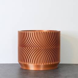 "Parisian Planter With Drainage & Saucer in Copper, Modern & Unique 3D-Printed Plant Pot, Small To Large Sizes 4"" 5"" 6"" 7"" 8" - thumbnail 3
