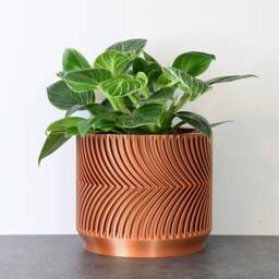 "Parisian Planter With Drainage & Saucer in Copper, Modern & Unique 3D-Printed Plant Pot, Small To Large Sizes 4"" 5"" 6"" 7"" 8" - thumbnail 2