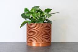 "Parisian Planter With Drainage & Saucer in Copper, Modern & Unique 3D-Printed Plant Pot, Small To Large Sizes 4"" 5"" 6"" 7"" 8" - thumbnail 1