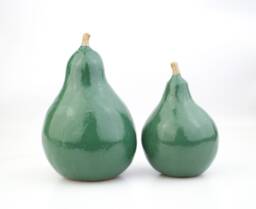 Life Size Ceramic Pear Set, Farmhouse Table Centerpiece - thumbnail 1