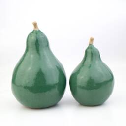 Life Size Ceramic Pear Set, Farmhouse Table Centerpiece - thumbnail 2