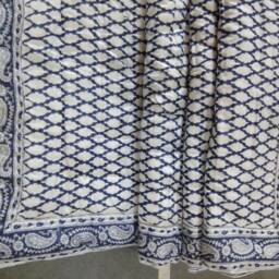 Indian Block Print Cotton Kantha Quilt Hand Quilted Reversible Bed Cover - thumbnail 3