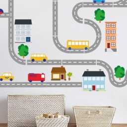 Cars Wall Decal For Boys Room, Transportation Vinyl Decal, Road Decals Bedroom, Car Theme Stickers Peel & Stick - thumbnail 2