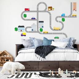 Cars Wall Decal For Boys Room, Transportation Vinyl Decal, Road Decals Bedroom, Car Theme Stickers Peel & Stick - thumbnail 3
