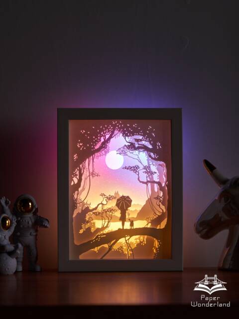 Papercut Light Box - 3D Shadow Night Light, The Umbrella - image 1