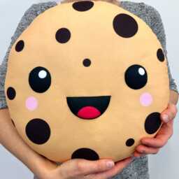 Kawaii Chocolate Chip Cookie Pillow Handmade Plush, Kids Room Decor - thumbnail 2