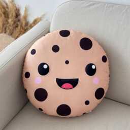 Kawaii Chocolate Chip Cookie Pillow Handmade Plush, Kids Room Decor - thumbnail 1