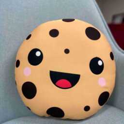Kawaii Chocolate Chip Cookie Pillow Handmade Plush, Kids Room Decor - thumbnail 4