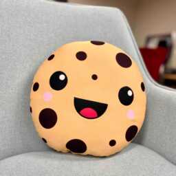 Kawaii Chocolate Chip Cookie Pillow Handmade Plush, Kids Room Decor - thumbnail 3