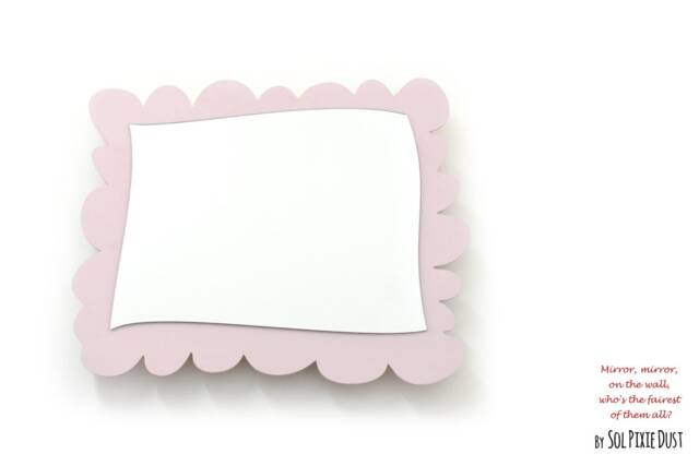 Safety Mirror Rectangle Frame Victorian Pink With Led Light - Wall Decor Nursery Kid Wooden - image 1