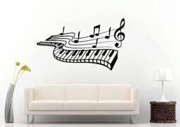 Piano Keyboard Keys Music Notes Melody Wave Wall Decal Vinyl Sticker Mural Room Decor L1242 - thumbnail 1