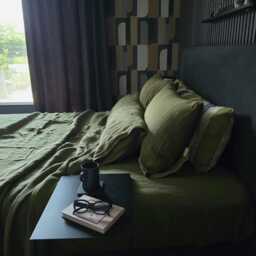 Bed Linen Pillowcase, Black Stonewashed Pillowcases Envelope Closure - thumbnail 3