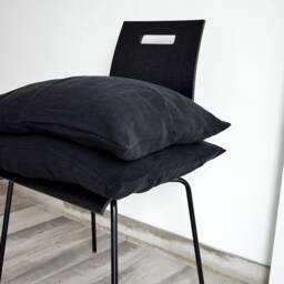 Bed Linen Pillowcase, Black Stonewashed Pillowcases Envelope Closure - thumbnail 2