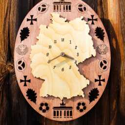Germany Map Wooden Clock - Rustic German Wall Decor 15.7 - thumbnail 2