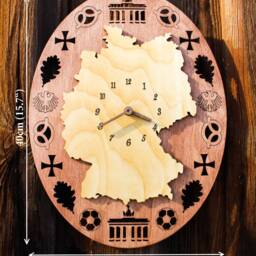 Germany Map Wooden Clock - Rustic German Wall Decor 15.7 - thumbnail 3