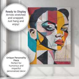 Textured Modern Cubist Abstract Face Portrait Canvas Wall Art Print Decor Picture Ready To Hang - thumbnail 3