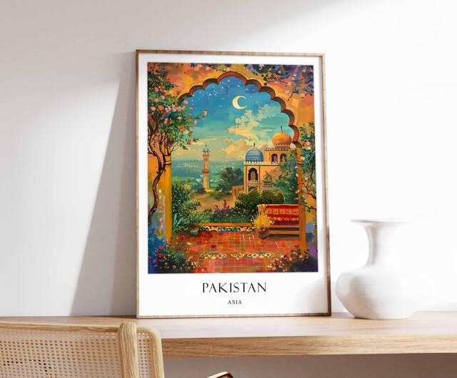 Pakistan Poster, Islamic Decor, Art, Middle Eastern Gift, Travel Muslim Arabic Decor - image 1