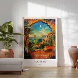 Pakistan Poster, Islamic Decor, Art, Middle Eastern Gift, Travel Muslim Arabic Decor - thumbnail 2