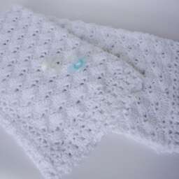 Crochet Cotton Baby Blanket White Heirloom Christening Gift - thumbnail 2