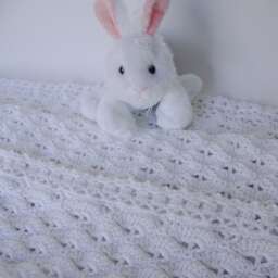 Crochet Cotton Baby Blanket White Heirloom Christening Gift - thumbnail 3
