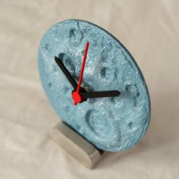Moon Inspired Concrete Desk Clock, Unique Handcrafted Galaxy Table Astronomy Theme - thumbnail 3