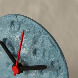 Moon Inspired Concrete Desk Clock, Unique Handcrafted Galaxy Table Astronomy Theme - thumbnail 4